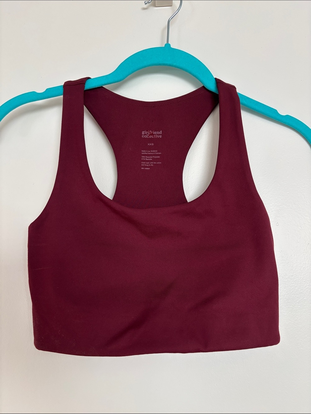 girlfriend collective Burgundy Racerback Sports Bra